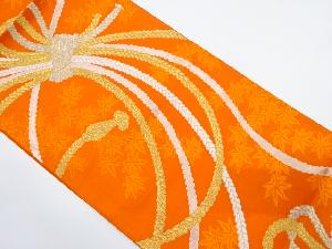 アンティーク　組紐に紅葉模様織出し袋帯（着用可）